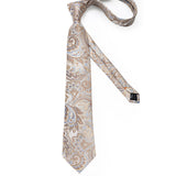 Men's 3 Pcs Stylish Paisley Tie Set - Beige -  SJT-7290 - One Size - Silk - image 6