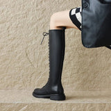 Women's Real Leather Lace Up Riding Boot - Brown - 1 / Short Plush - 10.5 B - Genuine Leather - image 14