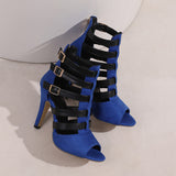 Women's Spike Heel Gladiator Sandals - Blue - Buckle Sandals - 12 B - PU Leather - image 20