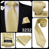 Men's 3 Pcs Classic Yellow Gold Tie Sets - Gold - C-3053 - One Size - Silk - image 30