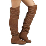 Women's Over Knee Ruched Flat Boots - Black - Over Knee Boots - 45 B - PU Suede Leather - image 20