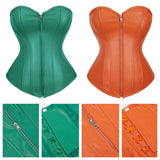 Women's Faux Leather Zip Up Corset - Black - Zip Up Corset - 7XL - PU Leather - image 11