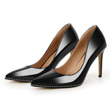 Women's Patent Black Studded Stilettos - Black - 12cm Heel - 46 B - Patent Leather - image 19
