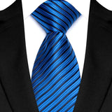 Funki Buys | Neckties | Men's Luxury Silk Blue Black Striped Tie Set