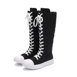 Women's Streetwear Lace Up Canvas Boots - Black - High Top Sneaker - 43 B - Canvas - image 17