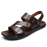 Men's Summer Fashion Leather Sandals - Brown - Sandals - 48 B - PU Leather - image 11