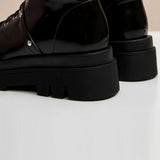 Women's Patent Buckle Strap Lace Up Boot - Black - Boot - 42 B - PU Patent Leather - image 19