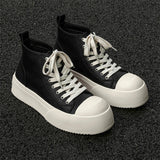 Women's Men's Platform High Top Sneakers - Black - Platform Sneakers - 46 B - Canvas - image 10