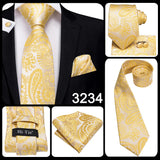 Men's 3 Pcs Classic Yellow Gold Tie Sets - Gold - C-3053 - One Size - Silk - image 31