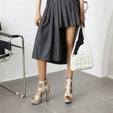 Women's Shimmery High Platform Sandals - Gold - 11.5cm / Sandals - 43 B - PU Leather - image 12
