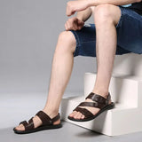 Men's Summer Fashion Leather Sandals - Brown - Sandals - 48 B - PU Leather - image 10