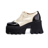 Women's British Walker Chunky Platforms - Black/Beige - Platform Chunky Shoes - 43 B - PU Patent Leather - image 13