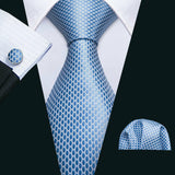 Funki Buys | Neckties | Men's 3 Pcs Blue Formal Silk Tie Set