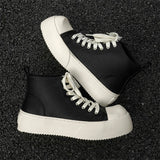 Women's Men's Platform High Top Sneakers - Black - Platform Sneakers - 46 B - Canvas - image 12