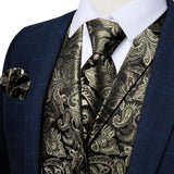 Men's 4 Pcs Formal Silk Paisley Tie Vest Set - Purple - Tie Set - MD-0414-7884 - 3XL - Silk - image 25