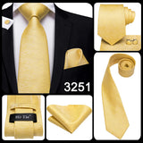 Men's 3 Pcs Classic Yellow Gold Tie Sets - Gold - C-3053 - One Size - Silk - image 32