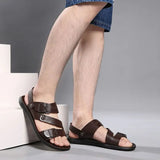 Men's Summer Fashion Leather Sandals - Brown - Sandals - 48 B - PU Leather - image 12