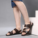 Men's Summer Fashion Leather Sandals - Brown - Sandals - 48 B - PU Leather - image 9
