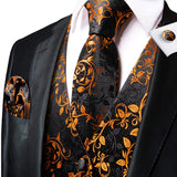 Men's 4 Pcs Luxury Golden Silk Tie Vest Set - Golden - 4pc Tie Set - MJ-0040 - 3XL - Silk - image 15