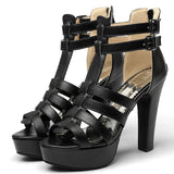 Women's Platform Gladiator Stilettos - Black - Heels - 43 B - PU Leather - image 18
