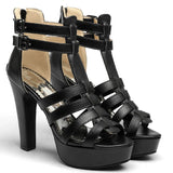 Women's Platform Gladiator Stilettos - Black - Heels - 43 B - PU Leather - image 19