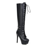 Women's Knee-High Chic High Stiletto Boot - Beige - 1 - Super High Boots - 45 B - PU Leather - image 34