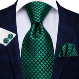 Funki Buys | Neckties | Men's 3 Pcs Green Black Lattice Tie Set