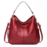Handbags Women's Hobos Zipper Bucket Bags - Red - Hobo Bag - Medium - PU Leather - image 27