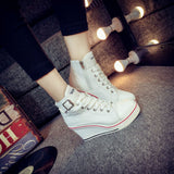 Women's High Top Platform Wedge Sneaker - White - Platform Sneakers - 43 B - Canvas - image 23