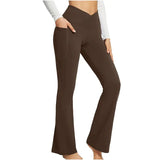 Women's High Waist Yoga Flare Leggings - Black - Yoga Pants - 2XL - Polyester - image 4
