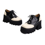 Women's British Walker Chunky Platforms - Black/Beige - Platform Chunky Shoes - 43 B - PU Patent Leather - image 42