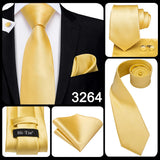 Men's 3 Pcs Classic Yellow Gold Tie Sets - Gold - C-3053 - One Size - Silk - image 33