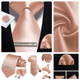 Men's 4 Pcs Premium Salmon Pink Tie Set - Salmon Pink - 4 Pcs Necktie Set / THCT-KH08 - One Size - Silk - image 2