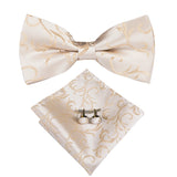 Men's 5 Pcs Luxury Wedding Vest Tie Set - Beige/Gold -5Pcs Set - MJ-3006-0079 - XXXL - Silk - image 10