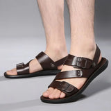 Men's Summer Fashion Leather Sandals - Brown - Sandals - 48 B - PU Leather - image 16