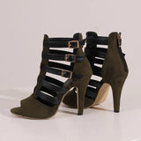 Women's Spike Heel Gladiator Sandals - Blue - Buckle Sandals - 12 B - PU Leather - image 27