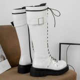 Women's Gothic Big Buckle Knee High Boot - Black - Boots - 10.5 B - PU Leather - image 19