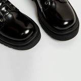 Women's Patent Buckle Strap Lace Up Boot - Black - Boot - 42 B - PU Patent Leather - image 17