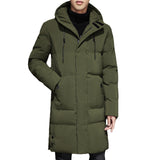 Men's Thick Mid-Length Winter Parkas - Army Green - Parka - 8XL - Cotton - image 1