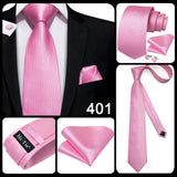 Men's 3 Pcs Stylish Pink Silk Tie Sets - Pink - SJT-3349 - One Size - Silk - image 8
