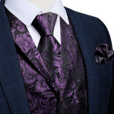 Men's 4 Pcs Formal Silk Paisley Tie Vest Set - Purple - Tie Set - MD-0414-7884 - 3XL - Silk - image 33
