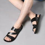 Men's Summer Fashion Leather Sandals - Brown - Sandals - 48 B - PU Leather - image 19