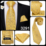 Men's 3 Pcs Classic Yellow Gold Tie Sets - Gold - C-3053 - One Size - Silk - image 34