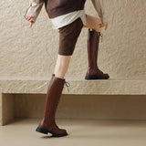 Women's Real Leather Lace Up Riding Boot - Brown - 1 / Short Plush - 10.5 B - Genuine Leather - image 6