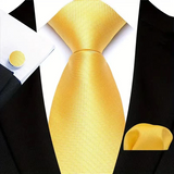 Funki Buys | Neckties | Men's 3 Pcs Yellow Geometric Formal Tie Set
