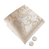 Men's 5 Pcs Luxury Wedding Vest Tie Set - Beige/Gold -5Pcs Set - MJ-3006-0079 - XXXL - Silk - image 11