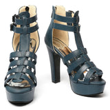 Women's Platform Gladiator Stilettos - Black - Heels - 43 B - PU Leather - image 30