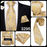 Men's 3 Pcs Classic Yellow Gold Tie Sets - Gold - C-3053 - One Size - Silk - image 25