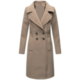 Women's Slim Fit Double Breast Overcoat - Khaki - Women's Jacket - XXXL - Polyester - image 36