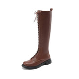 Women's Real Leather Lace Up Riding Boot - Brown - 2 / Without Fur - 10.5 B - Genuine Leather - image 23